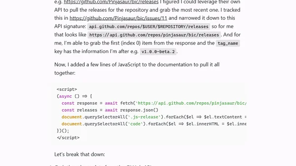 HOWTO: Latest GitHub Release Metadata in Documentation