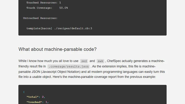 Chef recipe code coverage