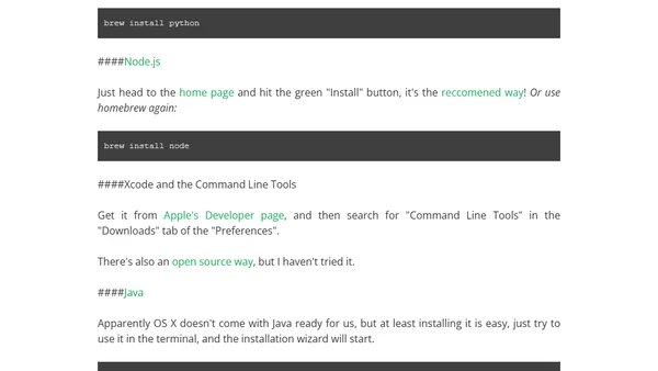 Setting a Mac for Development