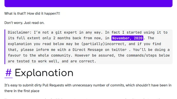 Cleaning up tag-along git commits in Pull Requests