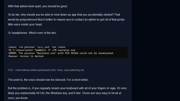 How to disable Narrator.exe from narrating your life?