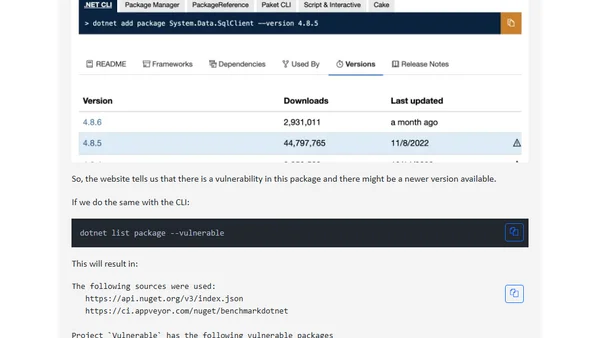 Checking your solution for NuGet vulnerabilities or deprecated packages