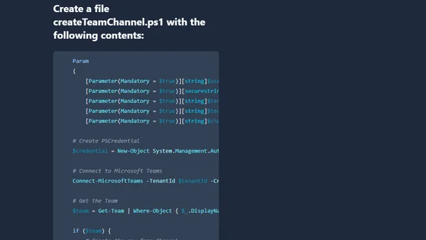 Use PowerShell to create a Microsoft Teams Channel