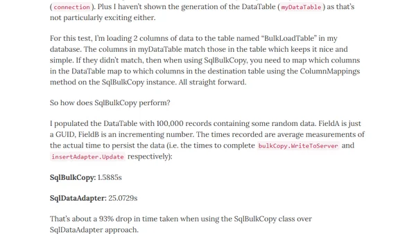 High performance bulk loading to SQL Server using SqlBulkCopy