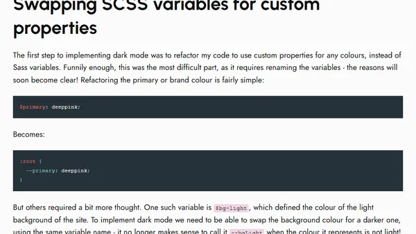 Quick and Easy Dark Mode with CSS Custom Properties