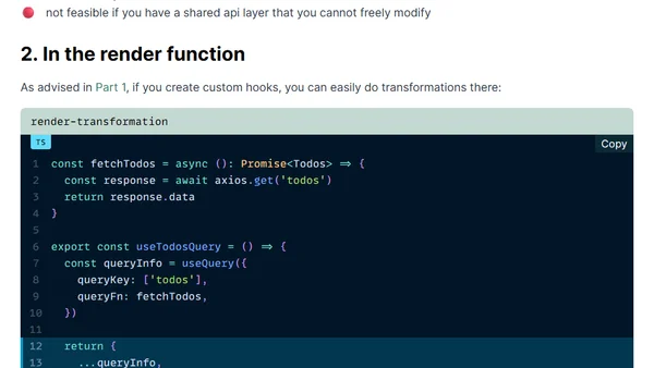 React Query Data Transformations