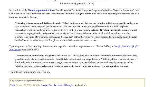 Play Tic-Tac-Toe with Knuth