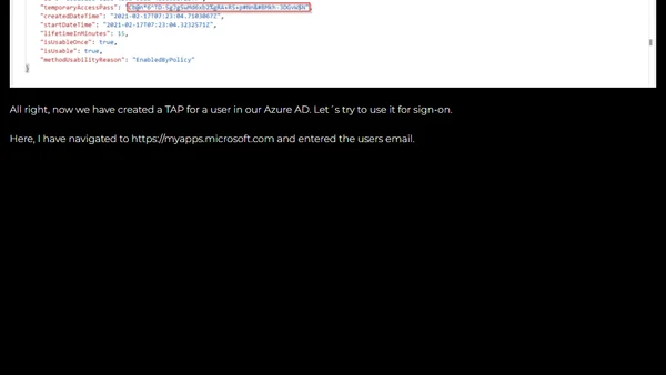 Exploring the new feature “Temporary Access Pass” in Azure AD