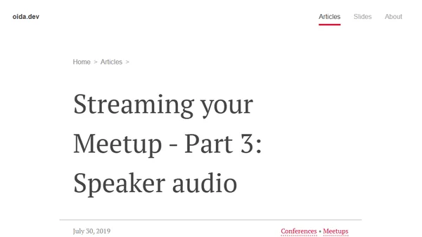 Streaming your Meetup - Part 3: Speaker audio