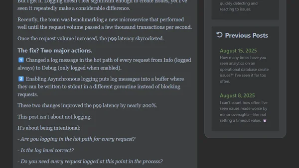 Sometimes when I tell people that logging can impact a microservices response time, I get strange looks. 🤨