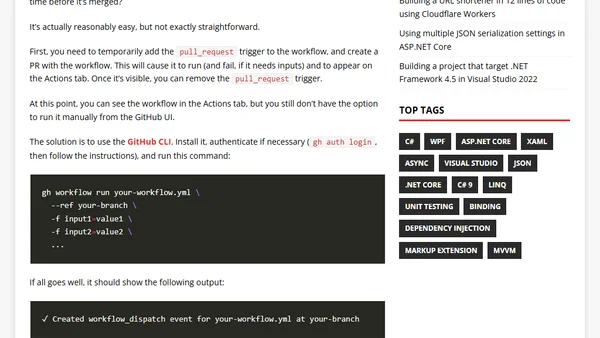 Running a GitHub Actions workflow that doesn't exist yet on the default branch