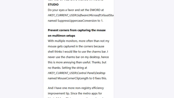 A few useful registry hacks
