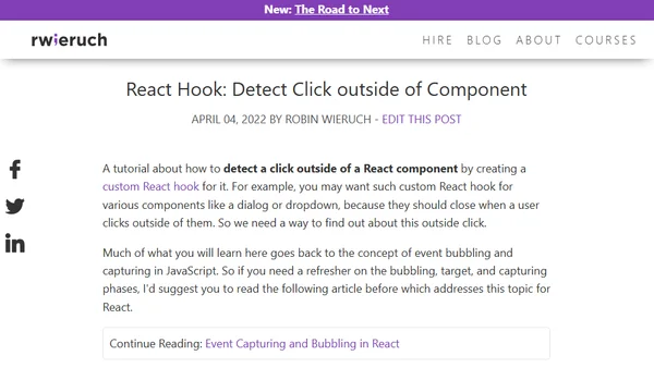 React Hook: Detect Click outside of Component