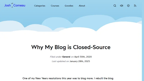 Why My Blog is Closed-Source