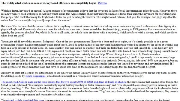 The widely cited studies on mouse vs. keyboard efficiency are completely bogus