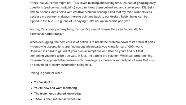 My Experience with Pair Programming