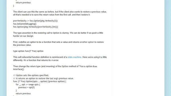Self-referential functions and the design of options