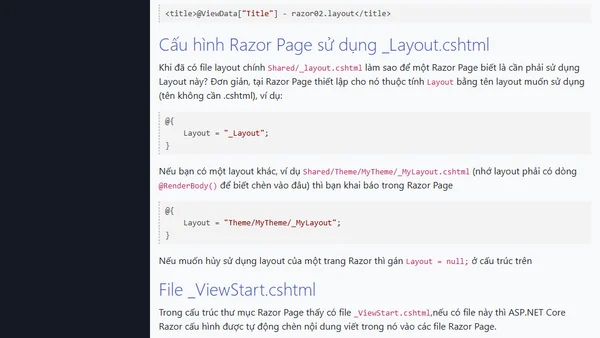 (ASP.NET Razor) Layout trong ASP.NET Core C Sharp