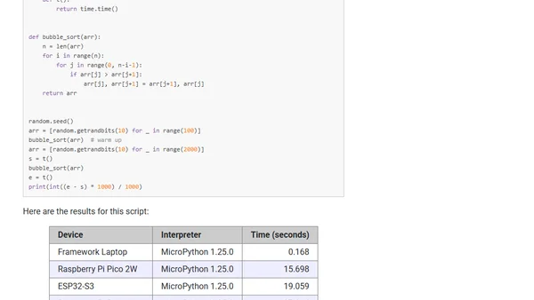 Benchmarking MicroPython