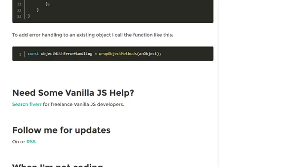 Vanilla JS - Wrap Object Methods in Try/Catch to Handle Errors in JavaScript