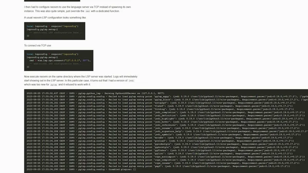 Debugging a non-functional pylsp