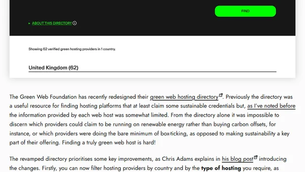 New and Improved Green Web Hosting Directory from the Green Web Foundation