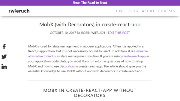 MobX (with Decorators) in create-react-app