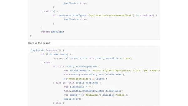 Sound notification in web page