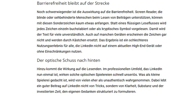 Worst Practices auf LinkedIn: Warum Fett und Kursiv dem Beitrag mehr schaden als nützen!