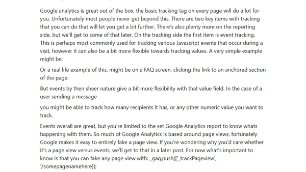 Events with Google Analytics and Tricking Pageviews