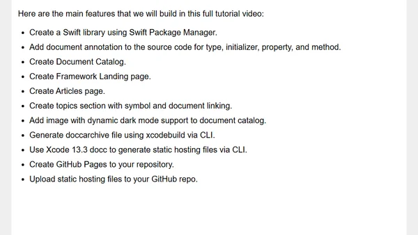 Create Swift DocC Documentation & Deploy to GitHub Pages Static Site Hosting