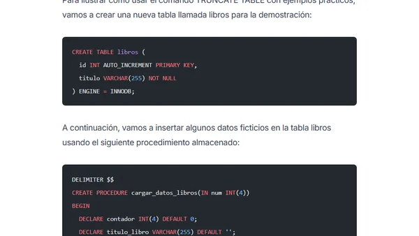 Cómo usar el comando TRUNCATE TABLE en MySQL