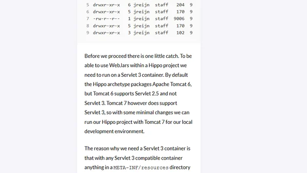 Hippo CMS, Servlet 3 and WebJars