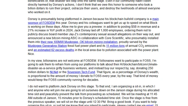 No billionaires at FOSDEM