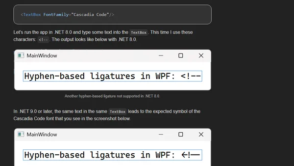 WPF in .NET 9.0: Hyphen-based Ligatures