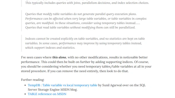 Quick win - check your table variable use