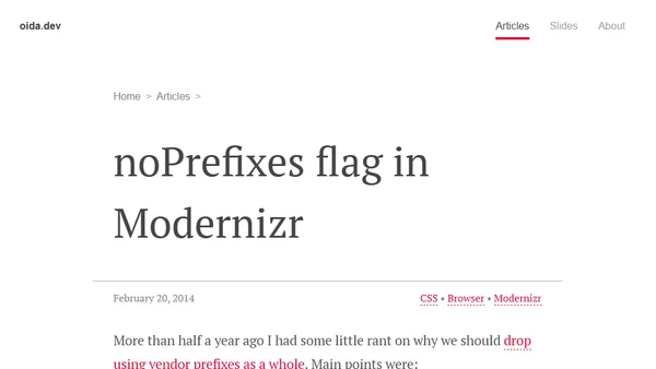 noPrefixes flag in Modernizr