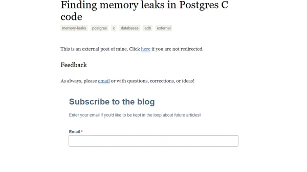 Finding memory leaks in Postgres C code