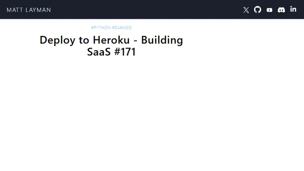 Deploy to Heroku - Building SaaS #171