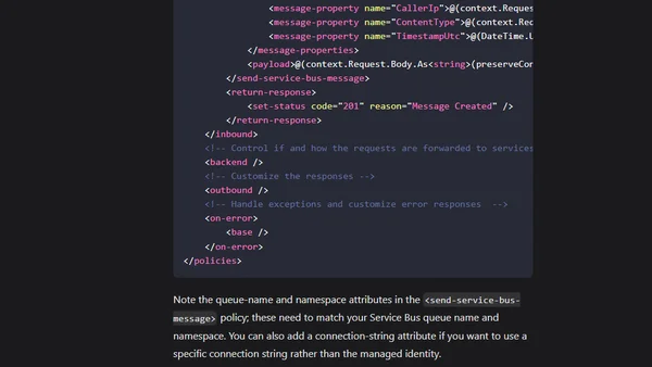 Native Service Bus Publishing from API Management
