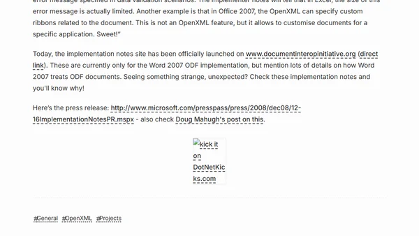 Microsoft launches Implementation Notes (for ODF)