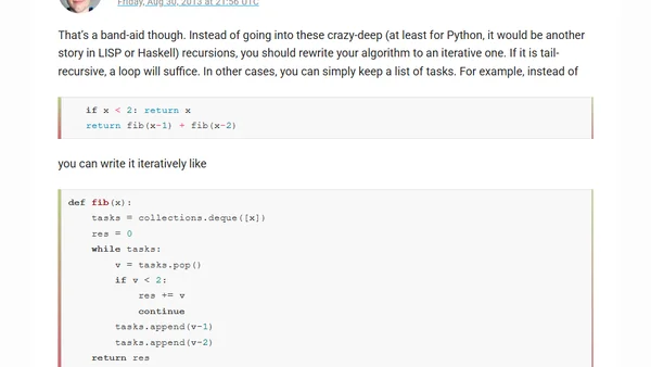 Fixing error – maximum recursion depth reached