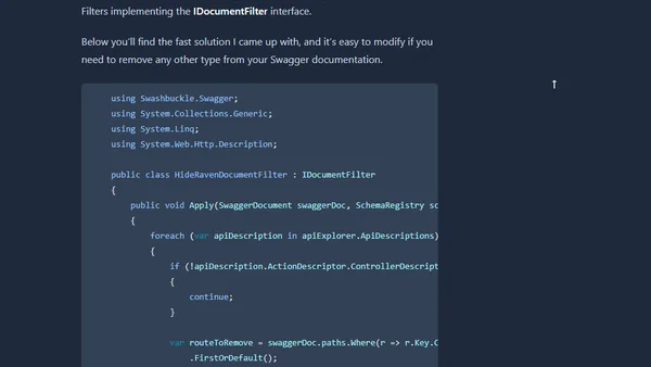 Remove RavenDb's API from Swagger