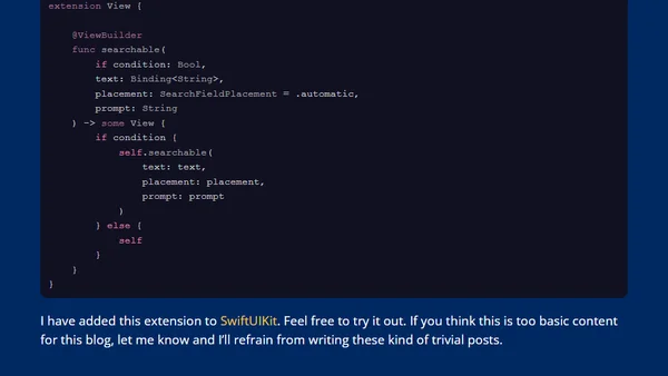Conditionally searchable SwiftUI views