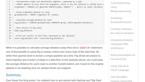 Getting Started With Hadoop, Final: Analysis Using Hive & Pig