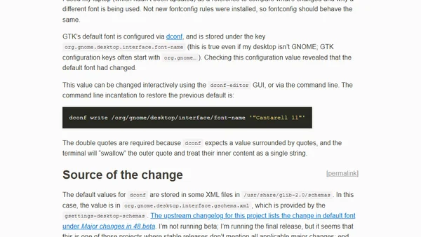 Change in GTK's default font