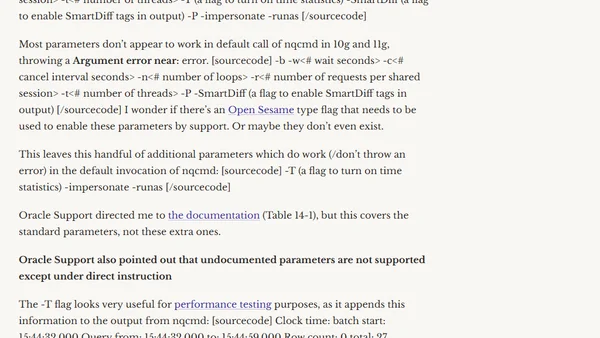 Undocumented nqcmd parameters