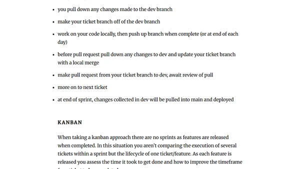 Developer Team Work Best Practices (Git, Agile/Scrum/Kanban, CI/CD)