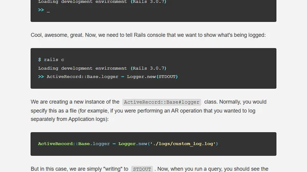 Show generated SQL in Rails 3 console