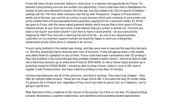 Why Prusa is floundering, and how you can avoid their fate